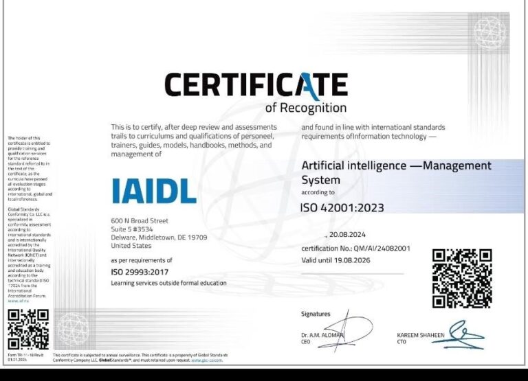 IAIDL Launches the World’s First AI Maturity Assessment Compliant with ISO