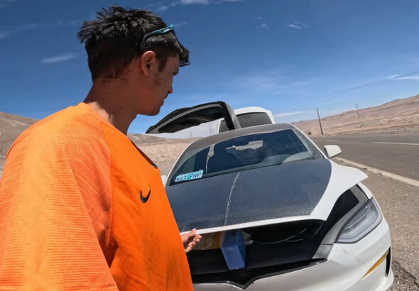 YouTuber's Tesla Hit 0% Charge And Not Even His Mounted Solar Panel Could Save Him - youtuber's tesla