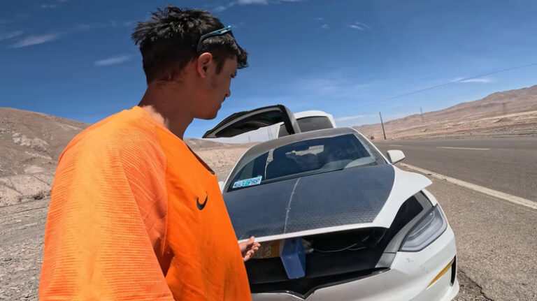 YouTuber's Tesla Hit 0% Charge And Not Even His Mounted Solar Panel Could Save Him - youtuber's tesla